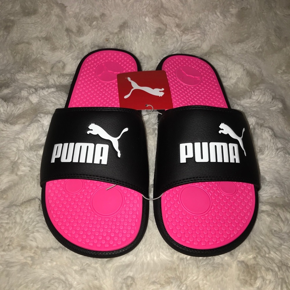 PUMA Cool Cat JR Sport Slides Black Knockout Pink